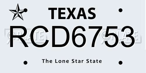 RCD6753 Texas License Plate