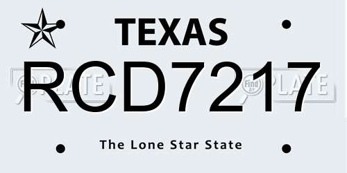 RCD7217 Texas License Plate