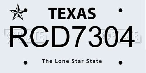 RCD7304 Texas License Plate