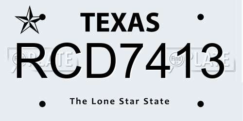 RCD7413 Texas License Plate