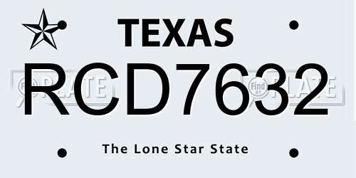 RCD7632 Texas License Plate