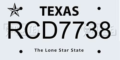 RCD7738 Texas License Plate