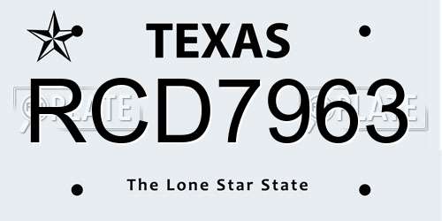 RCD7963 Texas License Plate