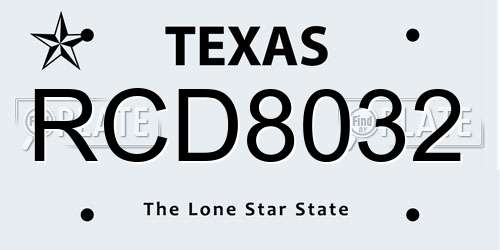 RCD8032 Texas License Plate