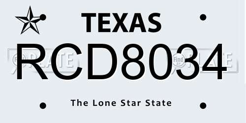 RCD8034 Texas License Plate