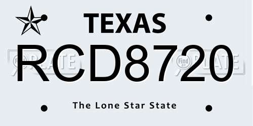 RCD8720 Texas License Plate