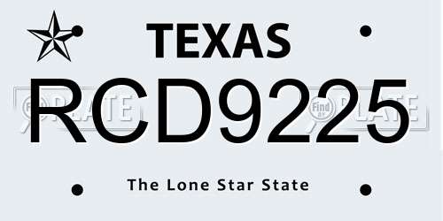 RCD9225 Texas License Plate
