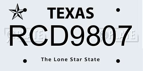 RCD9807 Texas License Plate