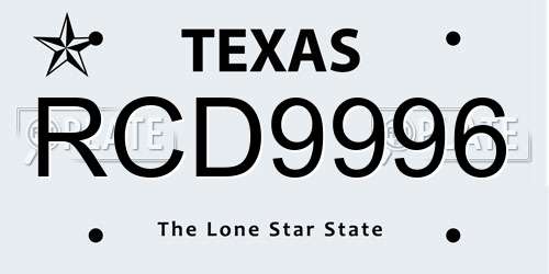 RCD9996 Texas License Plate