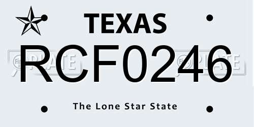 RCF0246 Texas License Plate
