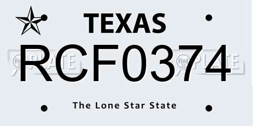 RCF0374 Texas License Plate