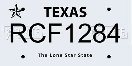 RCF1284 Texas License Plate
