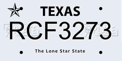 RCF3273 Texas License Plate