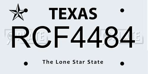 RCF4484 Texas License Plate