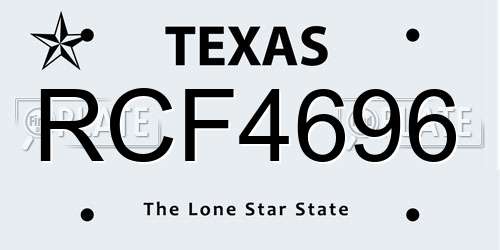 RCF4696 Texas License Plate