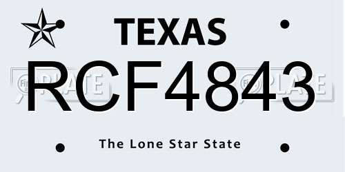 RCF4843 Texas License Plate