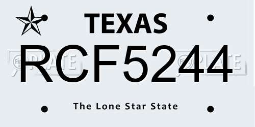 RCF5244 Texas License Plate