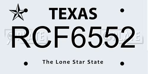 RCF6552 Texas License Plate