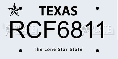 RCF6811 Texas License Plate