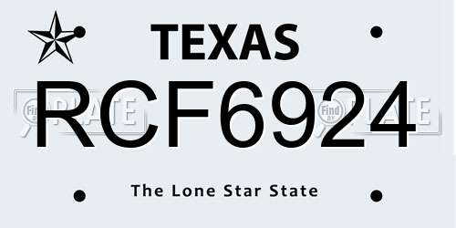 RCF6924 Texas License Plate