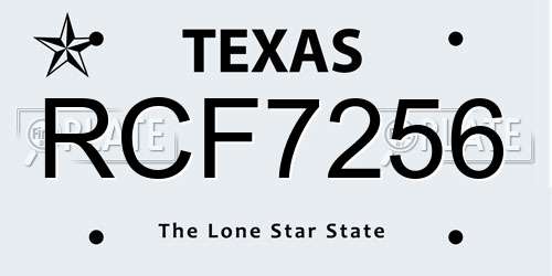 RCF7256 Texas License Plate