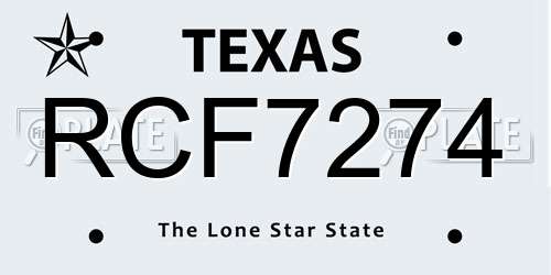RCF7274 Texas License Plate
