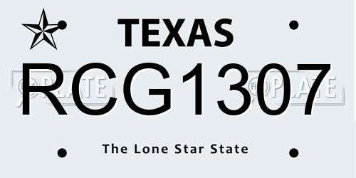RCG1307 Texas License Plate