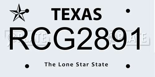RCG2891 Texas License Plate