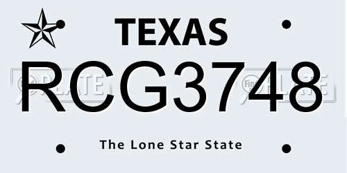 RCG3748 Texas License Plate