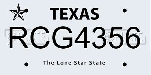 RCG4356 Texas License Plate