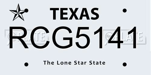 RCG5141 Texas License Plate