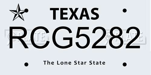 RCG5282 Texas License Plate