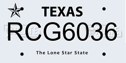 RCG6036 Texas License Plate