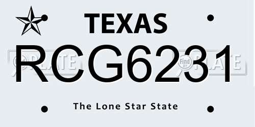 RCG6231 Texas License Plate