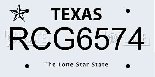 RCG6574 Texas License Plate