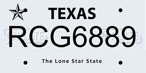 RCG6889 Texas License Plate