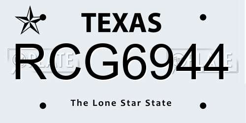 RCG6944 Texas License Plate
