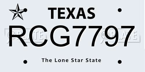 RCG7797 Texas License Plate
