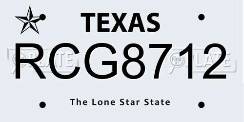 RCG8712 Texas License Plate