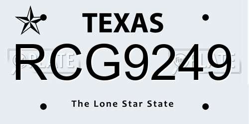 RCG9249 Texas License Plate