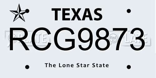 RCG9873 Texas License Plate