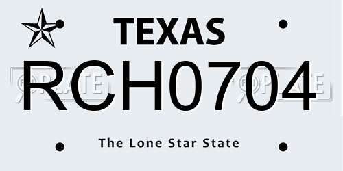 RCH0704 Texas License Plate