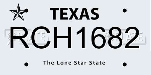 RCH1682 Texas License Plate