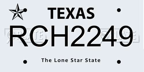 RCH2249 Texas License Plate