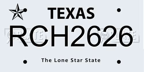 RCH2626 Texas License Plate