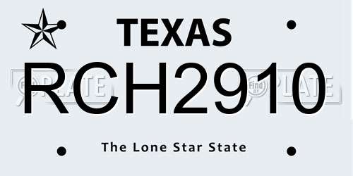 RCH2910 Texas License Plate