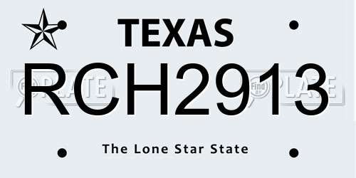 RCH2913 Texas License Plate