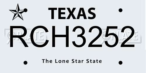 RCH3252 Texas License Plate