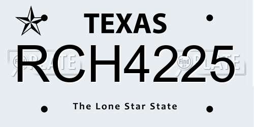 RCH4225 Texas License Plate