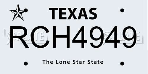 RCH4949 Texas License Plate